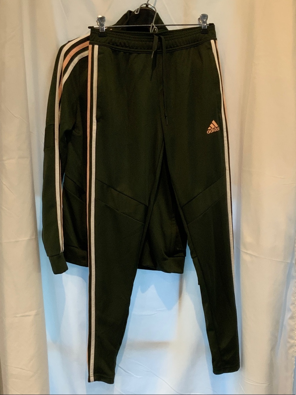 adidas Black Joggers with Pink and White Side Stripes